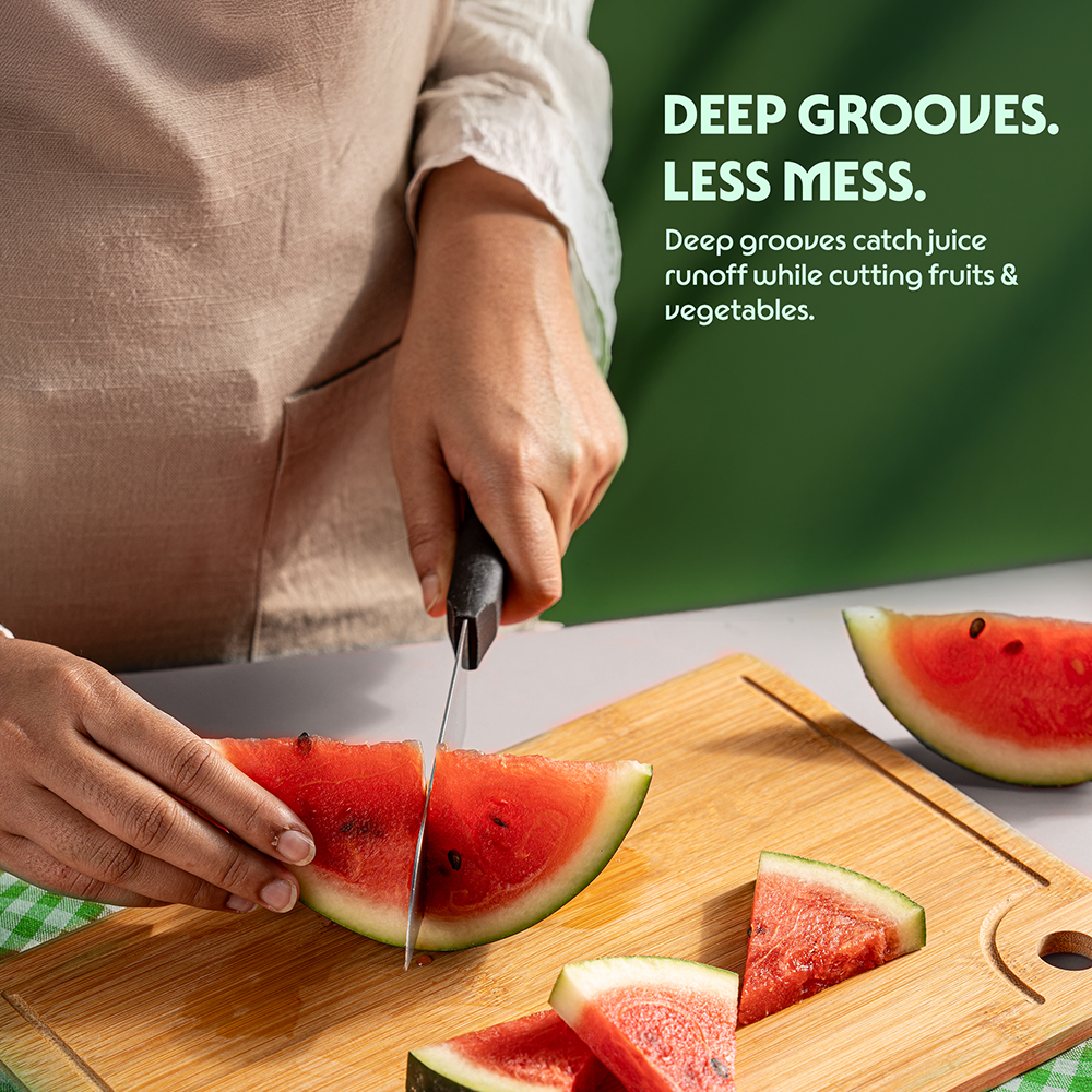 Bamboo Wood Chopping Board with Grooves