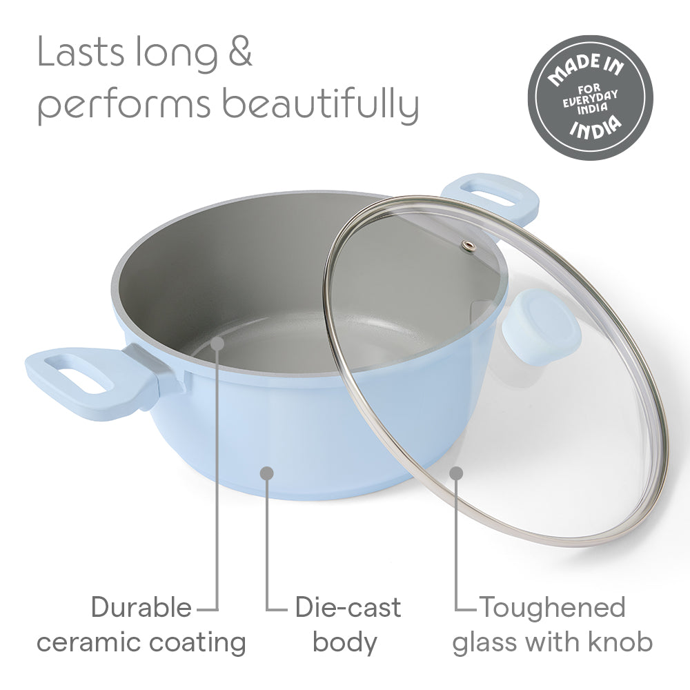 Borosil Vajra Ceramic Casserole, 24 cm