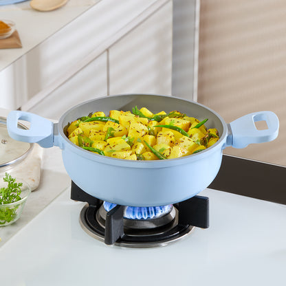 Borosil Vajra Ceramic Deep Kadhai, 20 cm