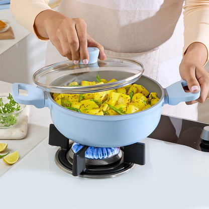 Borosil Vajra Ceramic Deep Kadhai, 20 cm