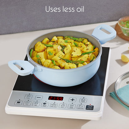 Borosil Vajra Ceramic Deep Kadhai, 20 cm