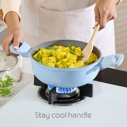 Borosil Vajra Ceramic Deep Kadhai, 20 cm