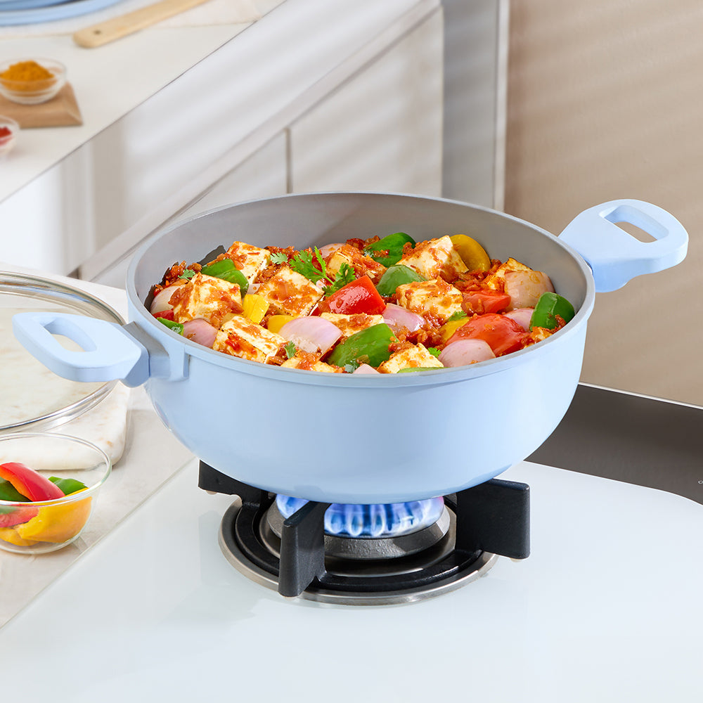 Borosil Vajra Ceramic Deep Kadhai, 24 cm