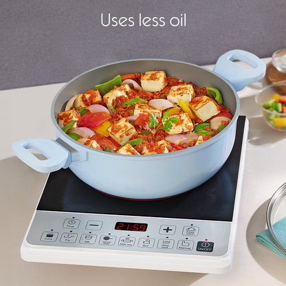 Borosil Vajra Ceramic Deep Kadhai, 24 cm