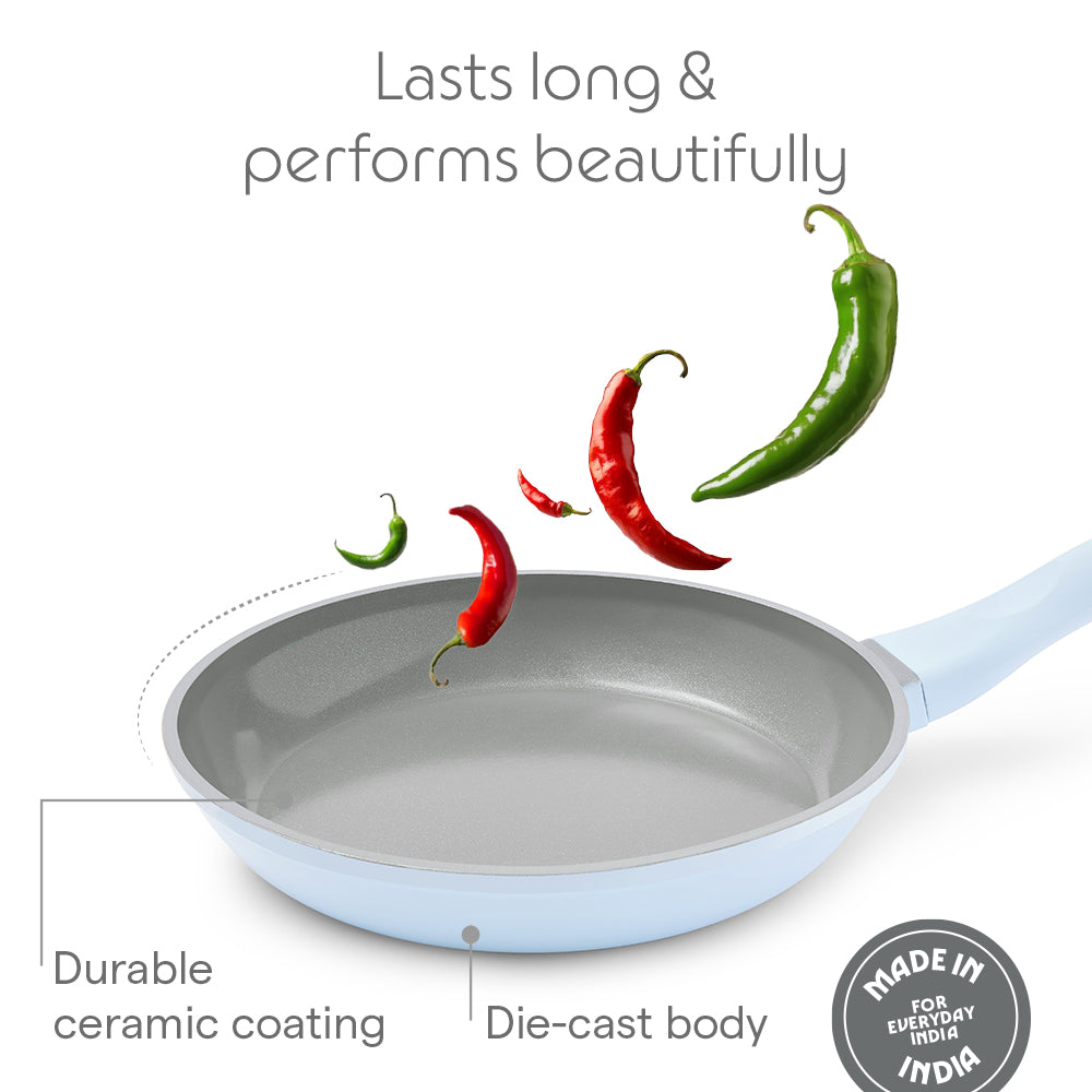 Borosil Vajra Ceramic Fry Pan, 20 cm - 900ml