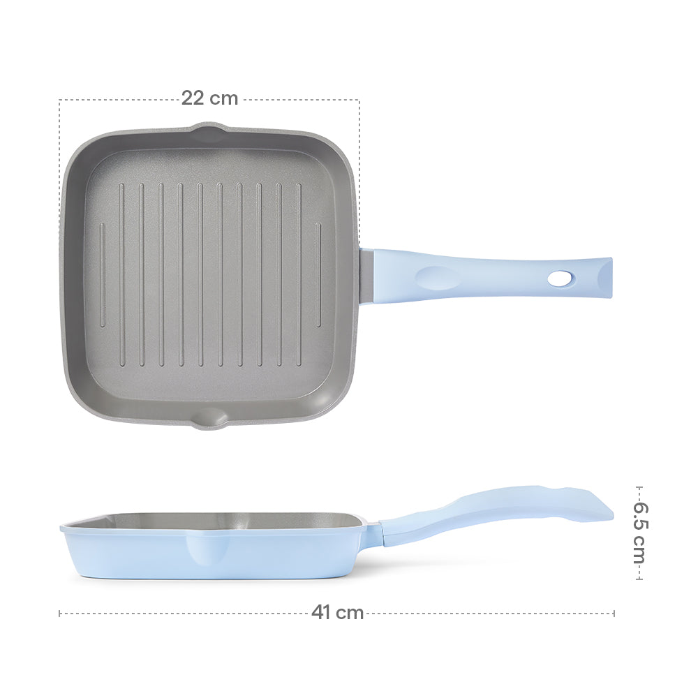 Borosil Vajra Ceramic Square Grill Pan, 22cm-1.2L