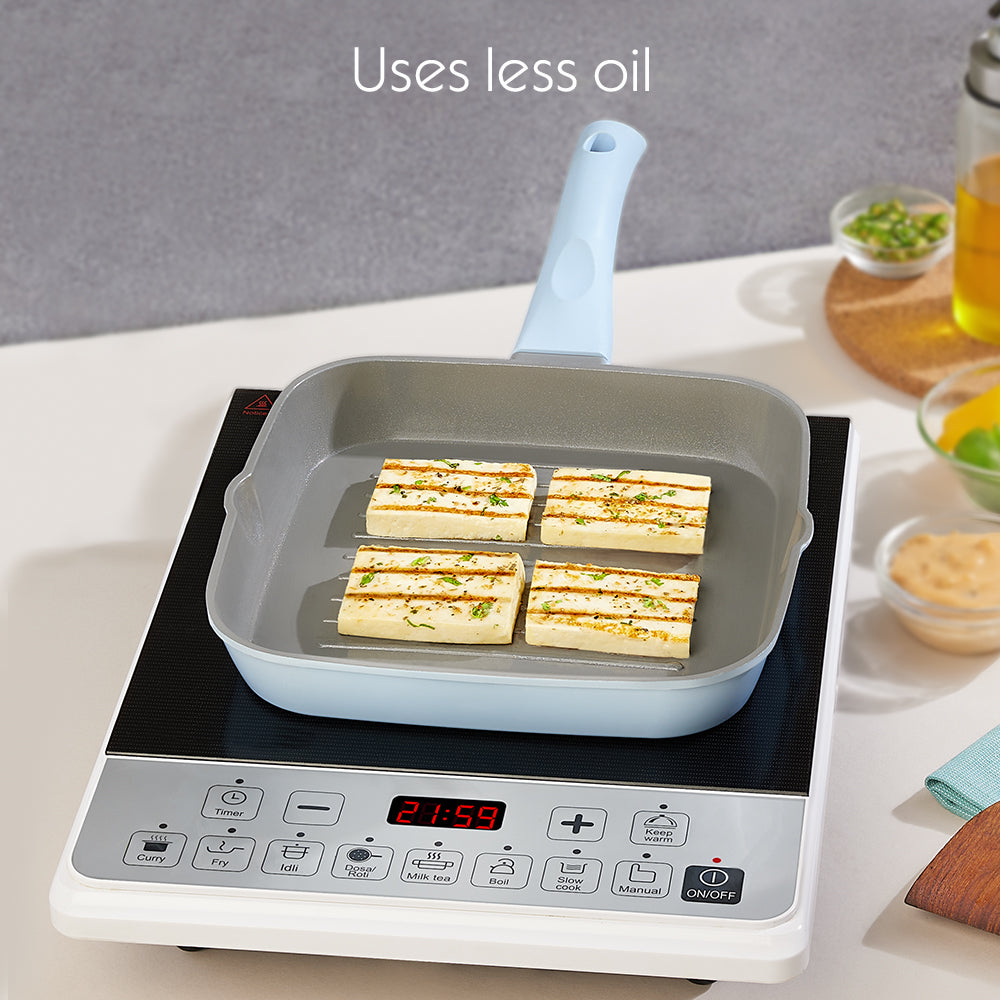 Borosil Vajra Ceramic Square Grill Pan, 22cm-1.2L