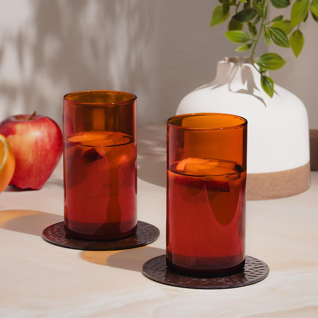 Borosil Vision Amber Glass, Set of 6, 350ml