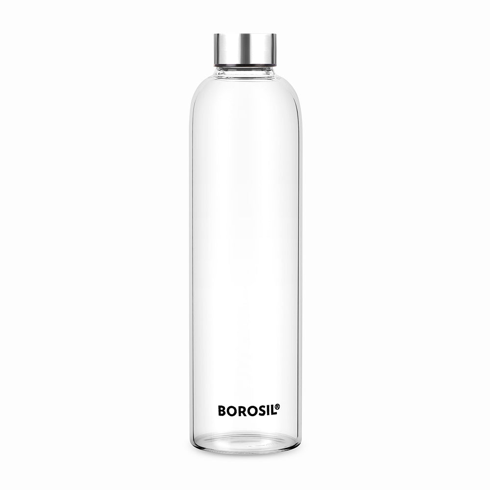 My Borosil Borosilicate Glass Bottles 1 L Crysto Glass Bottle - SS Lid