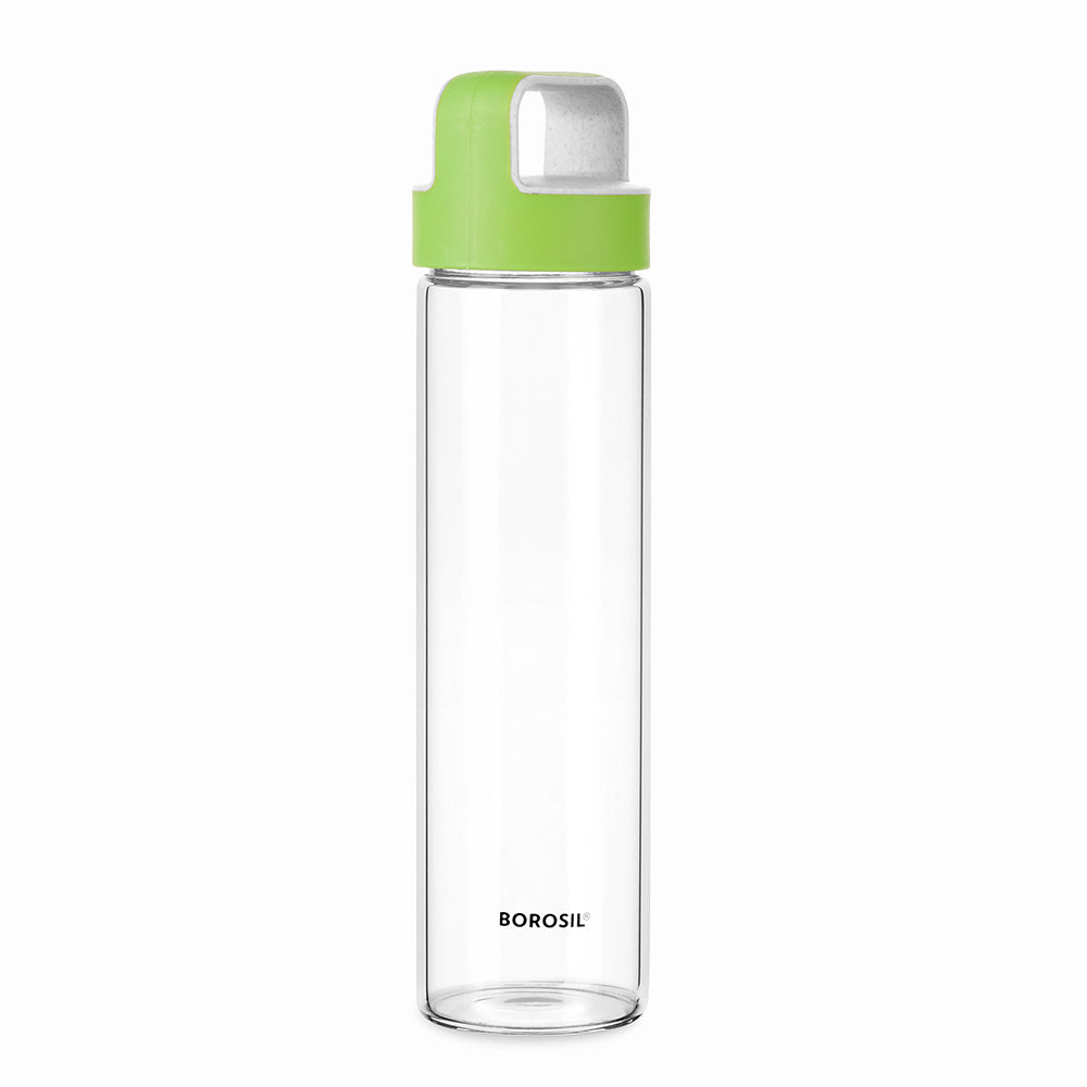 Borosil Neo Borosilicate Glass Bottle - Green Lid - Personalise