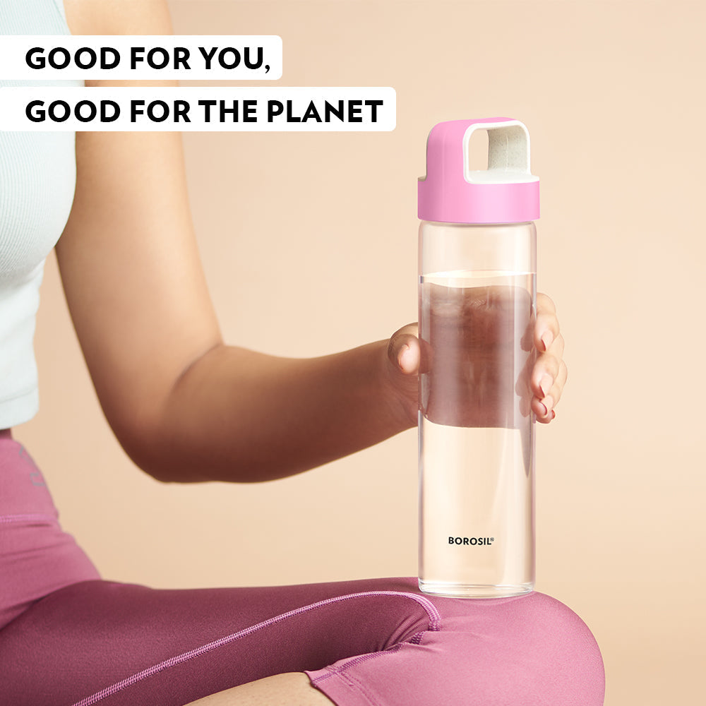 Neo Borosilicate Glass Bottle-Pink Lid