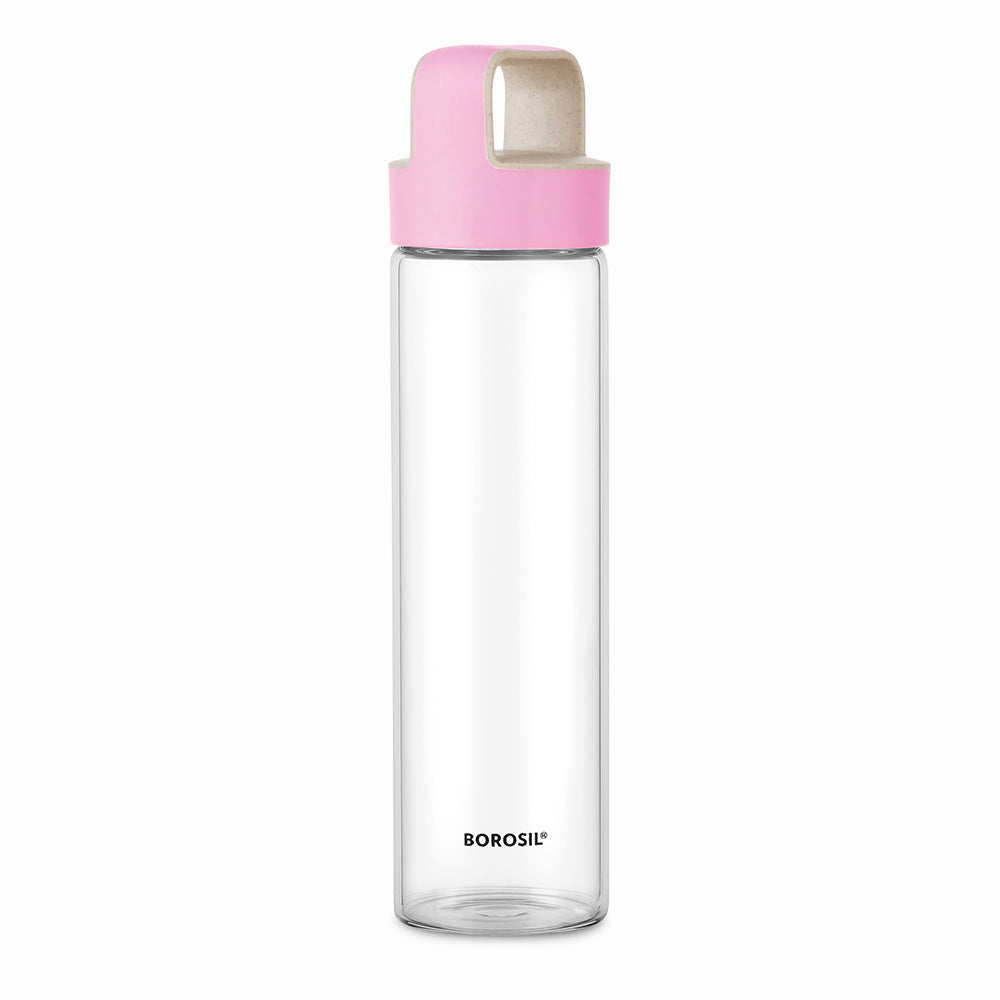 Neo Borosilicate Glass Bottle-Pink Lid