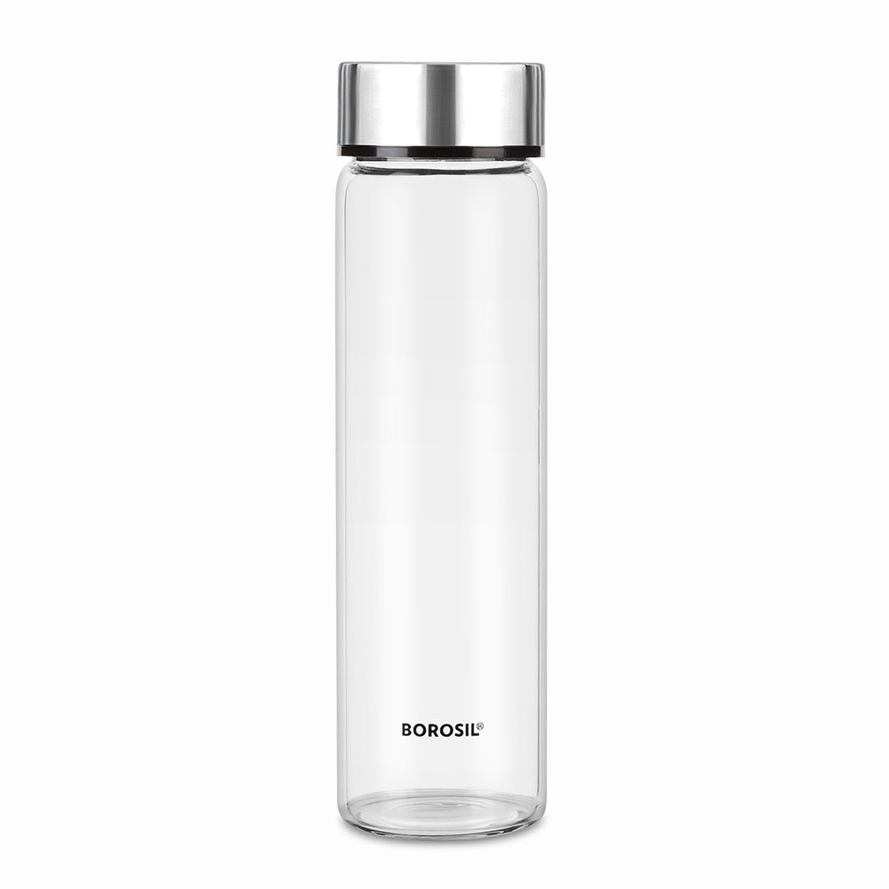 My Borosil Borosilicate Glass Bottles 550 ml Neo Borosilicate Glass Bottle - Silver Lid