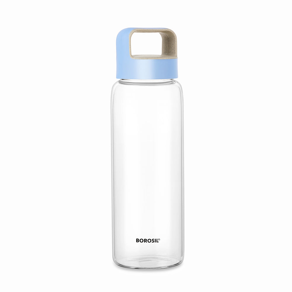 My Borosil Borosilicate Glass Bottles 750 ml Crysto Glass Bottle w Blue Lid