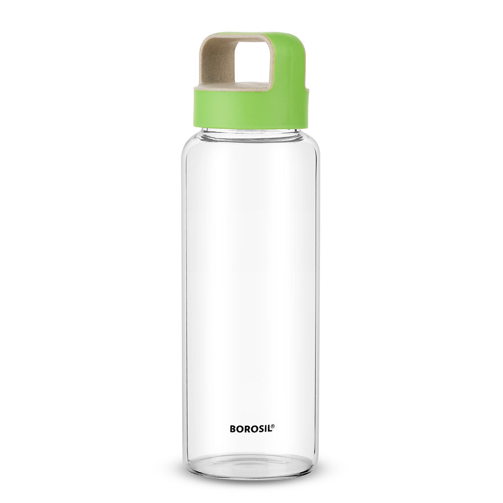 My Borosil Borosilicate Glass Bottles 750 ml Crysto Glass Bottle w Green Lid