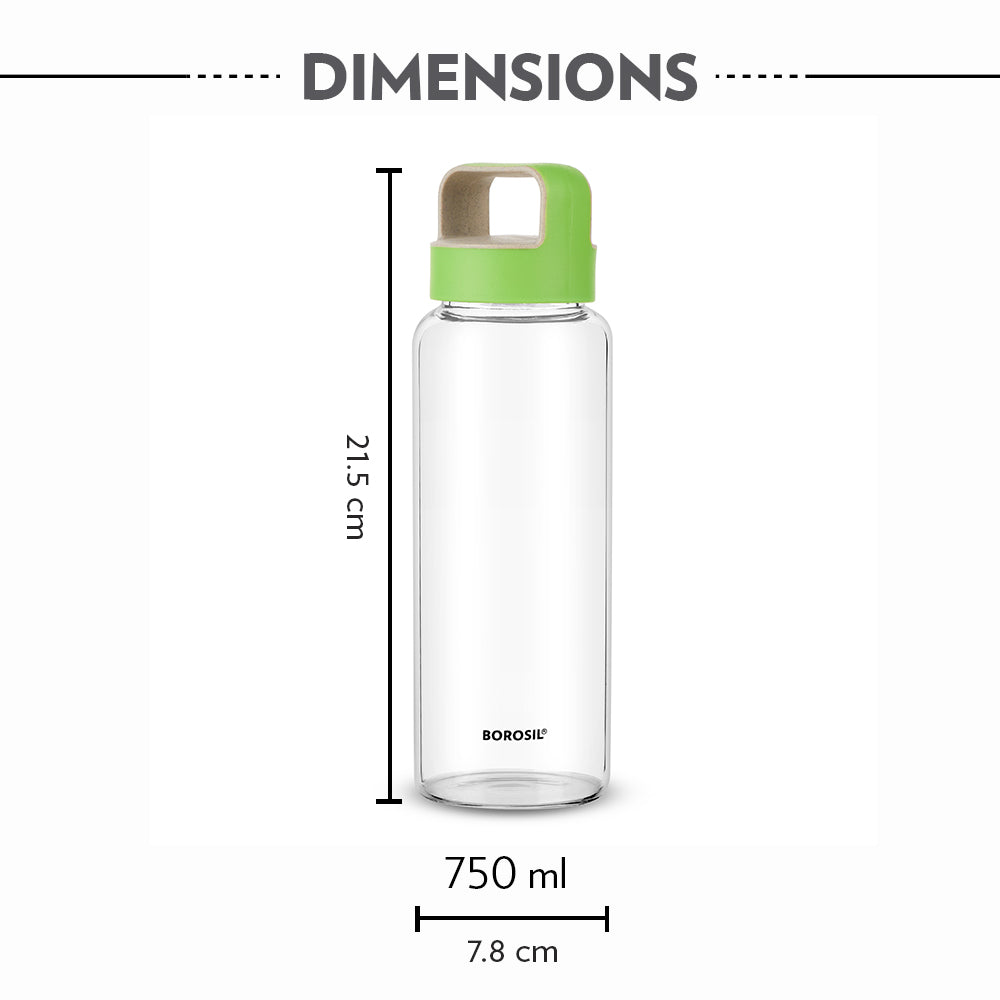 My Borosil Borosilicate Glass Bottles 750 ml Crysto Glass Bottle w Green Lid