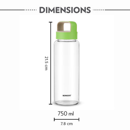 My Borosil Borosilicate Glass Bottles 750 ml Crysto Glass Bottle w Green Lid
