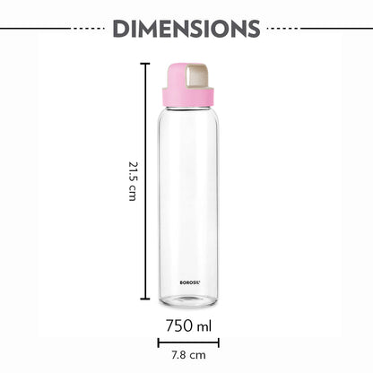 My Borosil Borosilicate Glass Bottles 750 ml Crysto Glass Bottle w Pink Lid