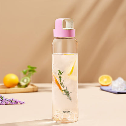 My Borosil Borosilicate Glass Bottles 750 ml Crysto Glass Bottle w Pink Lid