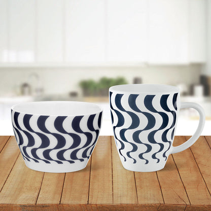 Larah by Borosil Waves Blue Breakfast Set, 4 pc