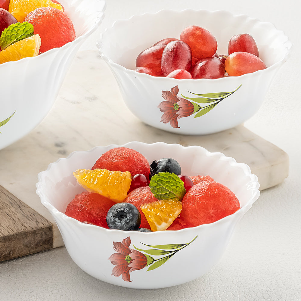 Larah by Borosil Red Iris Pudding Set, 7 pc (Large)