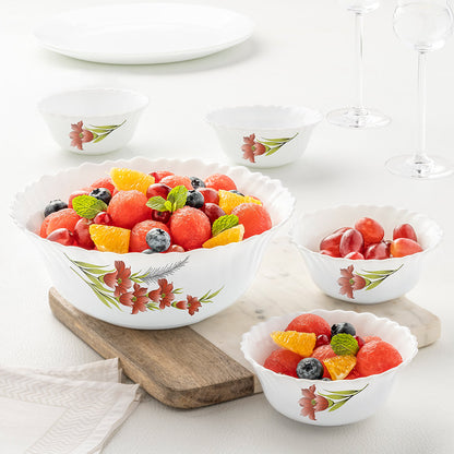 Larah by Borosil Red Iris Pudding Set, 5 pc (Mini)