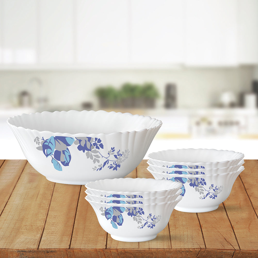 Larah by Borosil Blue Cascade Pudding Set, 7 pc (Large)