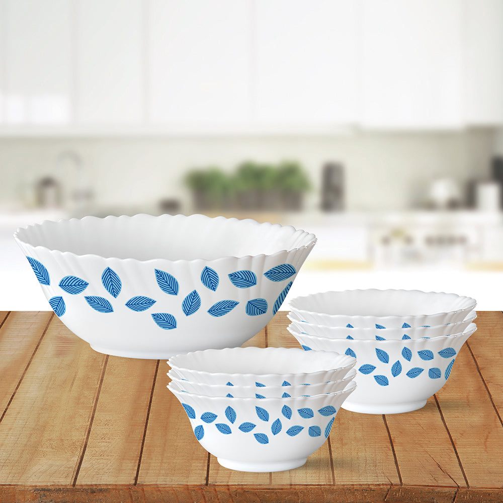 Larah by Borosil Blue Leaves Pudding Set, 5 pc (Mini)