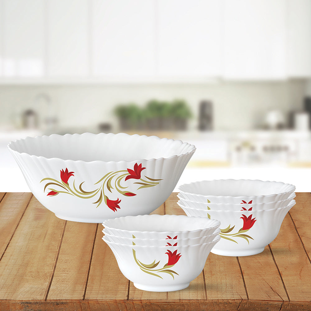 Larah by Borosil Red Lily Pudding Set, 5 pc (Mini)
