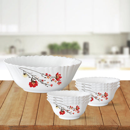 Larah by Borosil Chrys Red Pudding Set, 7 pc (Large)