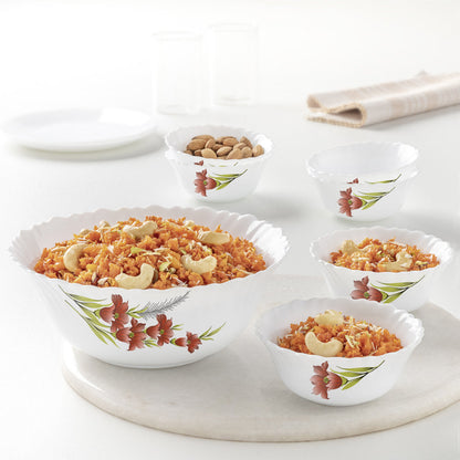 Larah by Borosil Red Iris Pudding Set, 5 pc (Mini)