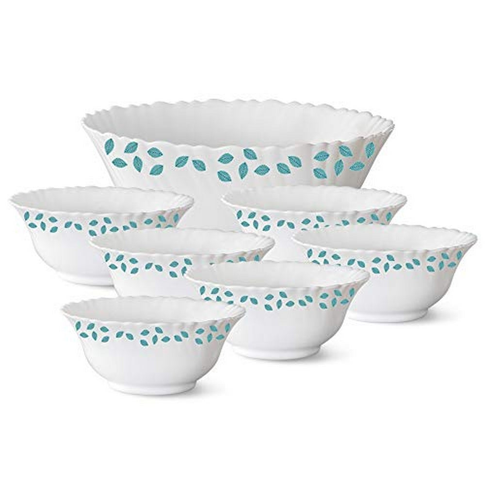 Larah by Borosil Blue Leaves Pudding Set, 7 pc (Small)
