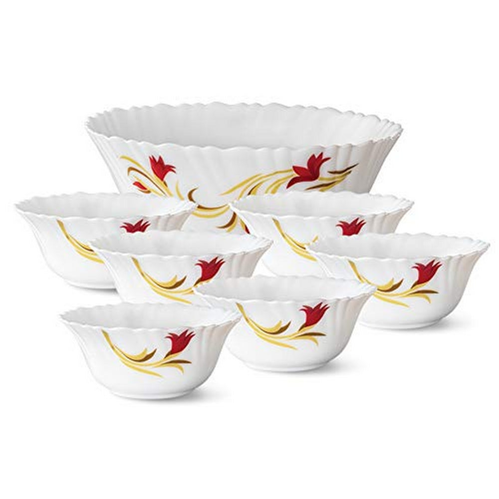 Larah by Borosil Red Lily Pudding Set, 7 pc (Large)