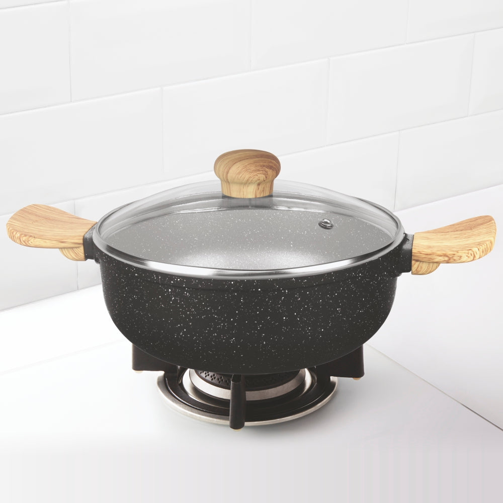 Borosil Vajra Nonstick Deep Kadai w Glass Lid, 2.4L