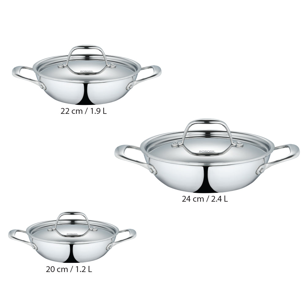 My Borosil Casseroles & Kadhais Borosil Cookfresh SS Five-ply Kadhai