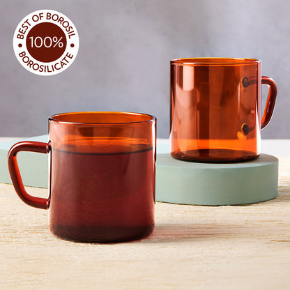 My Borosil Coffee Mugs & Travel Mugs 190 ml x 6 Borosil Vision Amber Mug, Set of 6