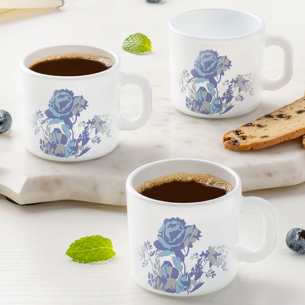 Larah by Borosil Blue Cascade Mug Set, 180ml x 6