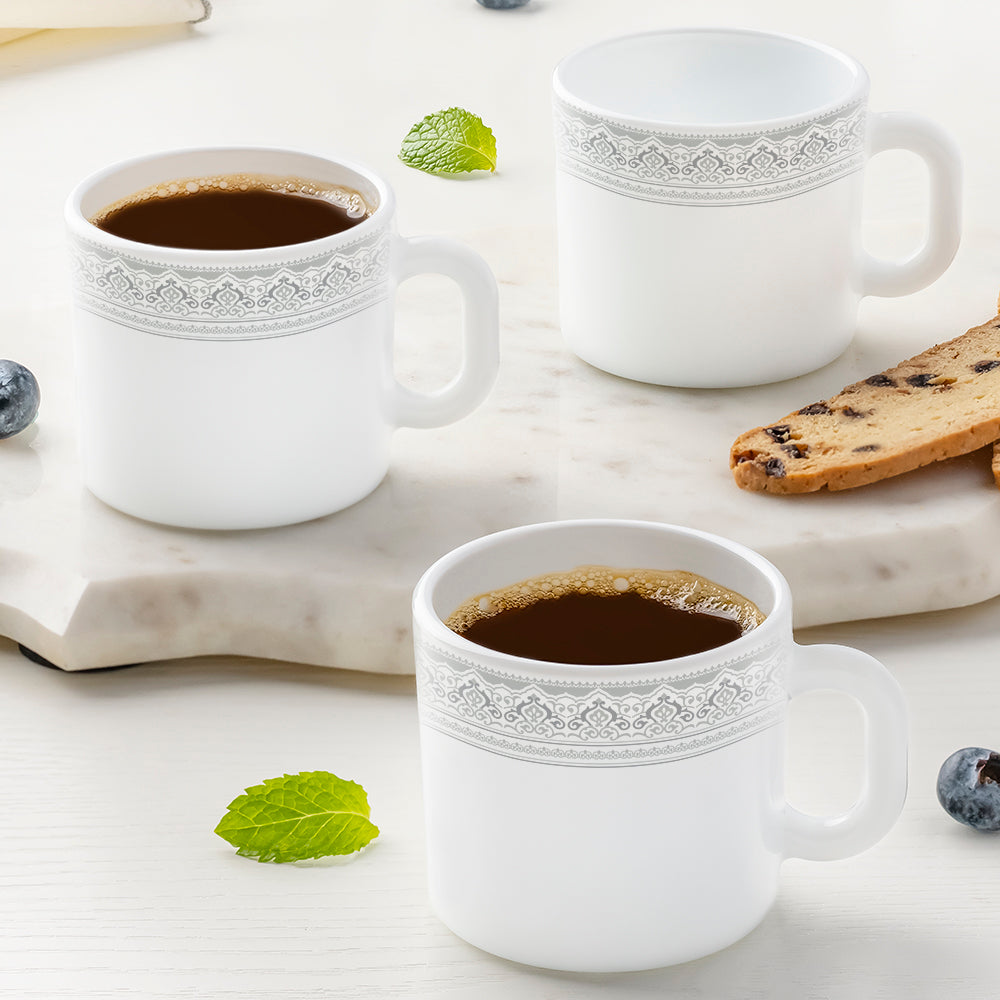 Larah by Borosil Classic Mug Set, 180ml x 6
