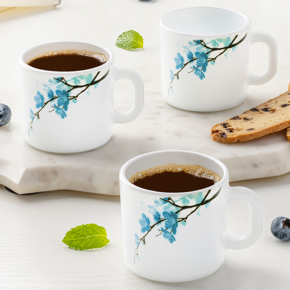 Larah by Borosil Mimosa Mug Set, 180ml x 6