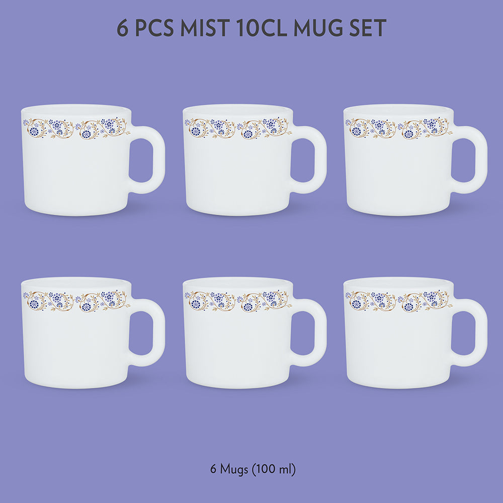 Larah by Borosil Mist Mug Set, 180ml x 6