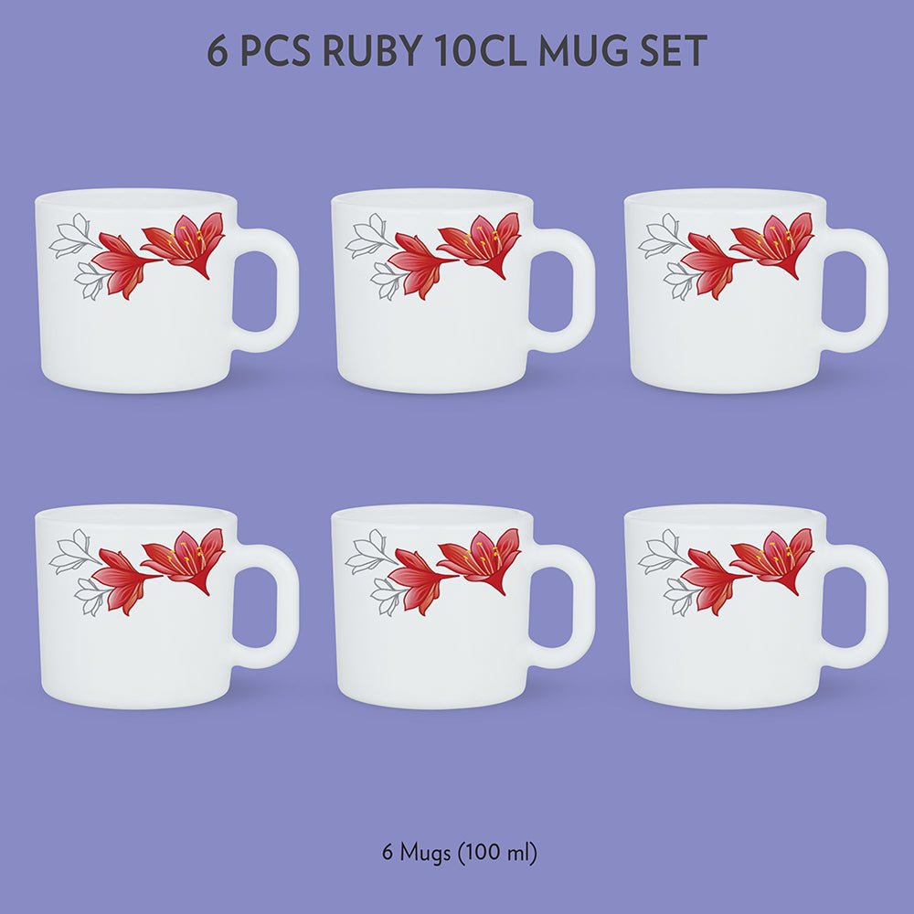 Larah by Borosil Ruby Mug Set, 240ml x 2