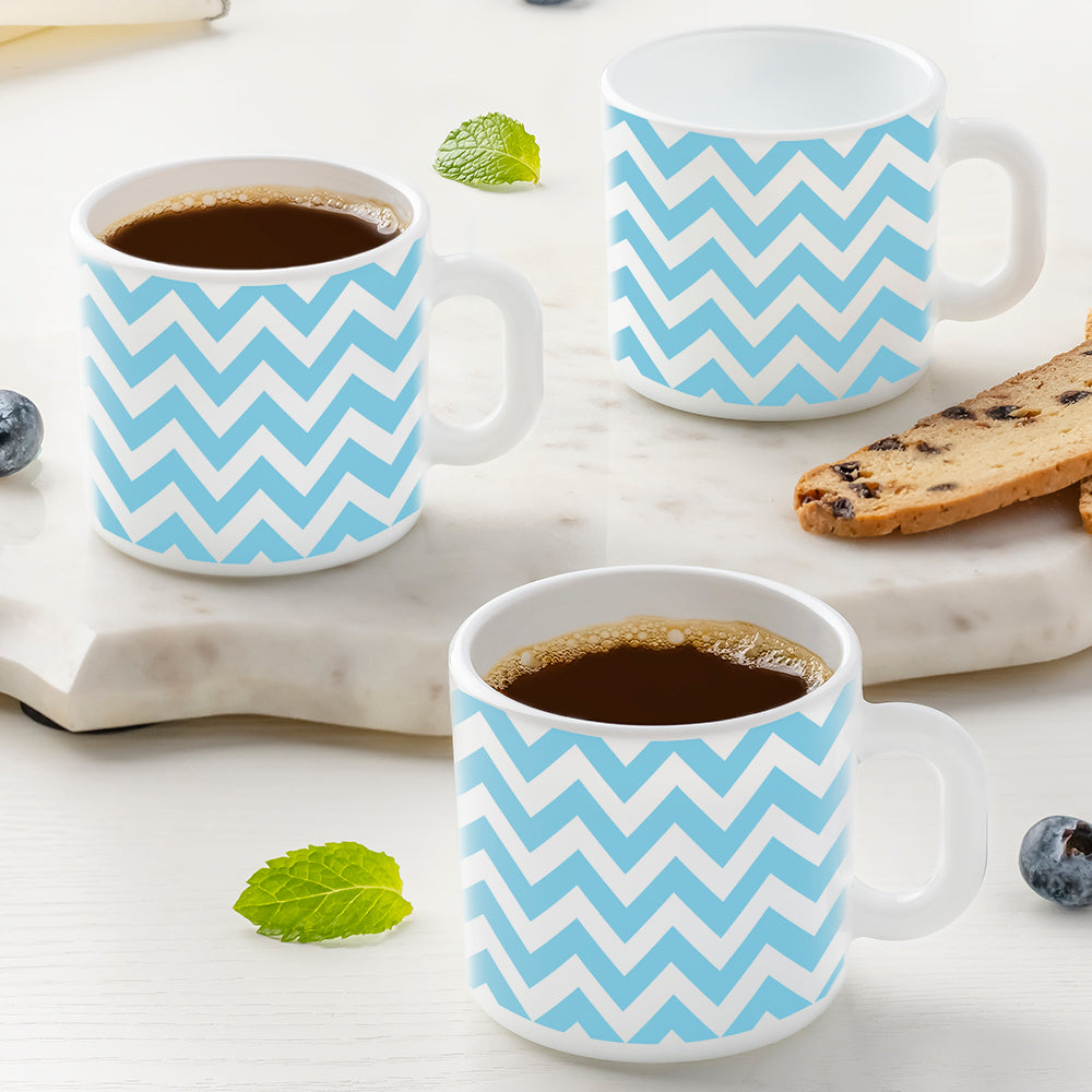 Larah by Borosil Sky Waves Mug Set, 180ml x 6