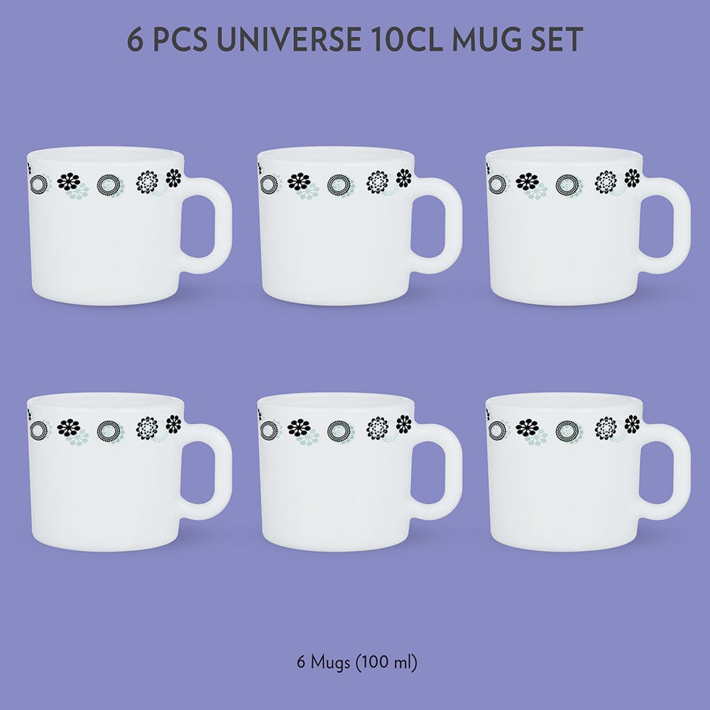 Larah by Borosil Universe Mug Set, 180ml x 12