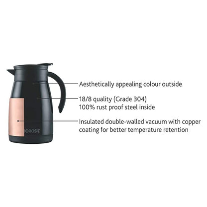 Borosil Insulated Tea Pot, Black
