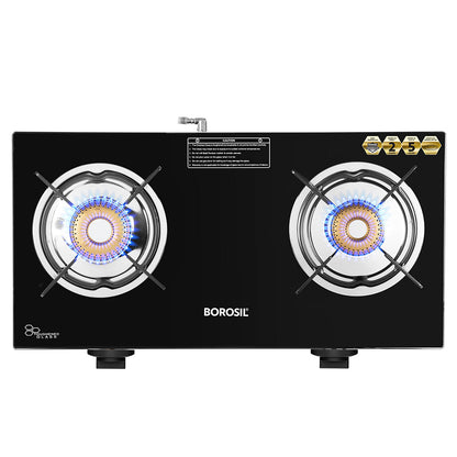 My Borosil Cooktop 2 Burners (1 Large & 1 Small) Borosil Blaze Glass-top Gas stove, 2 Burners