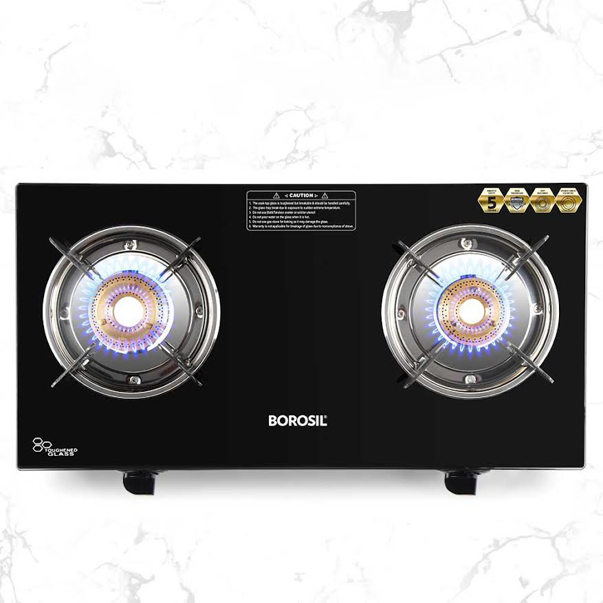 My Borosil Cooktop 2 burners (1 large & 1 small) Borosil Flare Glasstop Gas stove, 2 Burners