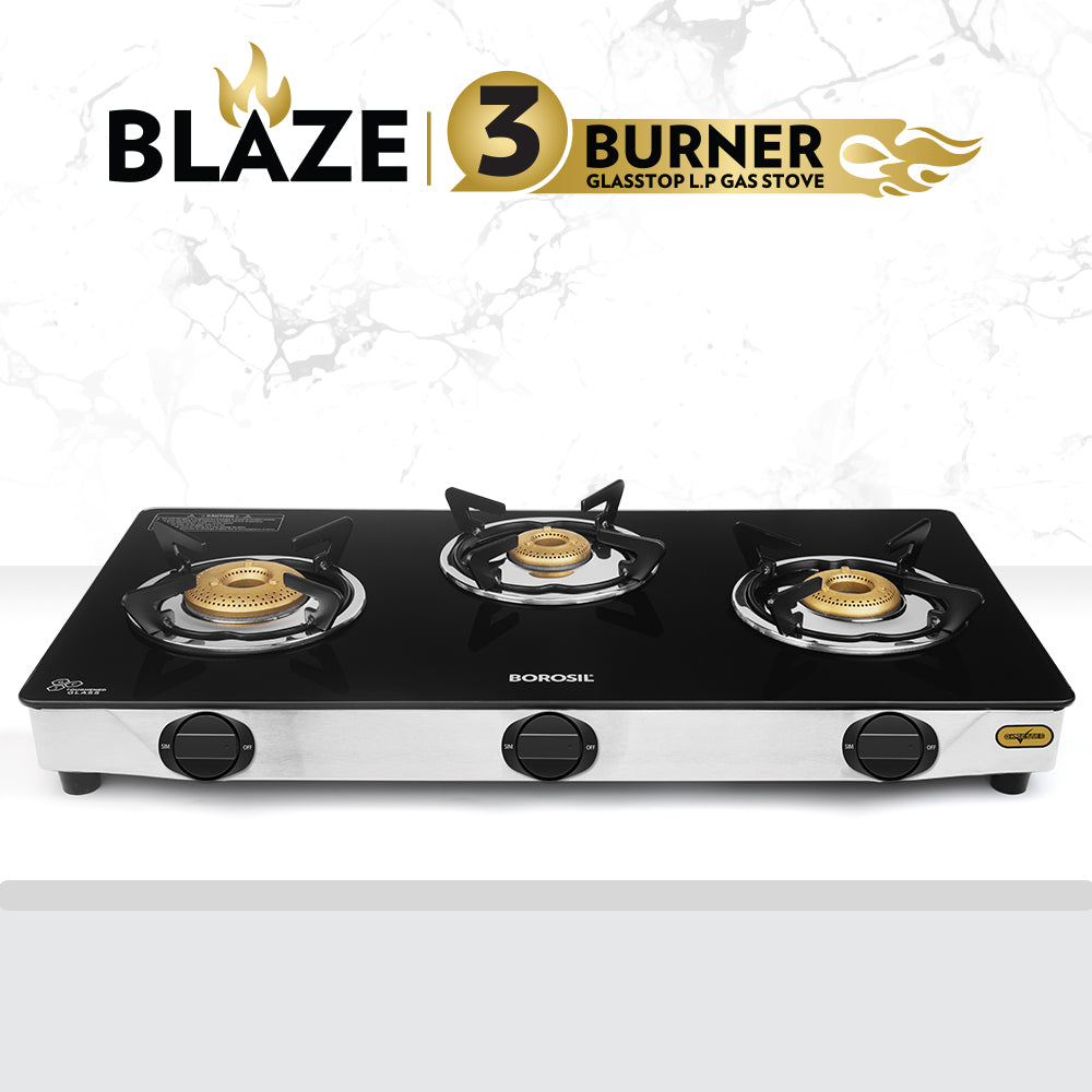 My Borosil Cooktop 3 Burners (1 Jumbo + 1 Large & 1 Small) Borosil Blaze Glass-top Gas stove, 3 Burners