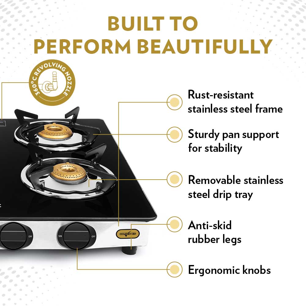 My Borosil Cooktop 4 Burners (1 Jumbo + 2 Large & 1 Small) Borosil Blaze Glass-top Gas Stove, 4 Burners