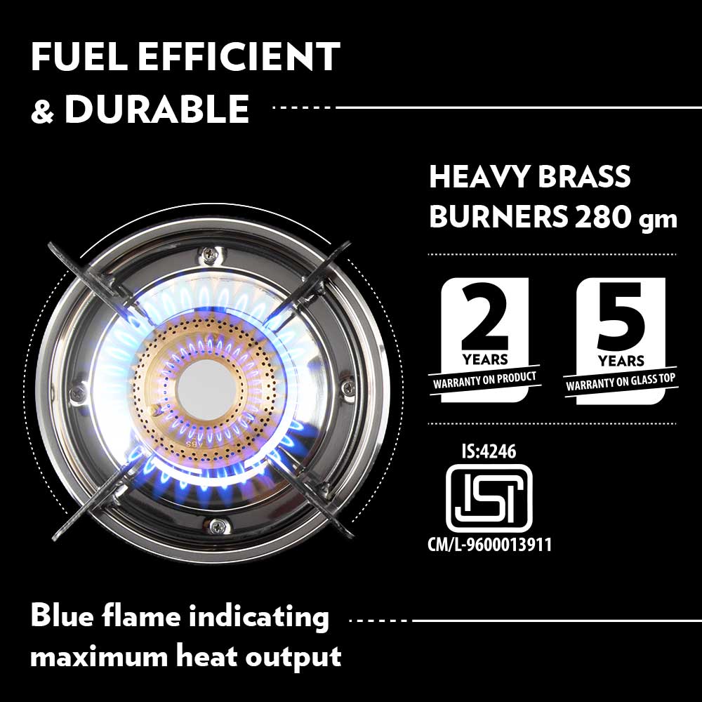 My Borosil Cooktop 4 burners (2 large & 2 small) Flare Glasstop Gas stove, 4 Burners