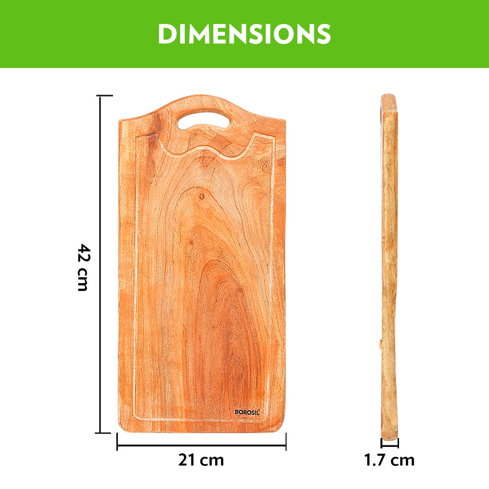 My Borosil Cookware Accessories 42 cm x 21 cm Borosil Dice Pro Neem Wood Chopping Board